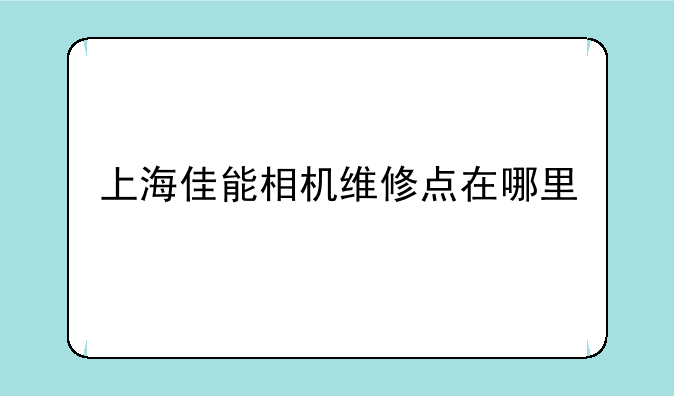上海佳能相机维修点在哪里