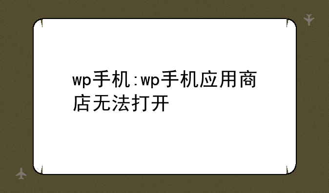 wp手机:wp手机应用商店无法打开