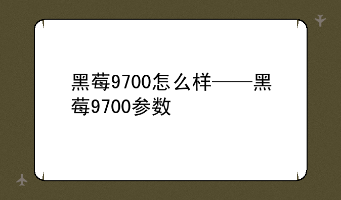 黑莓9700怎么样——黑莓9700参数