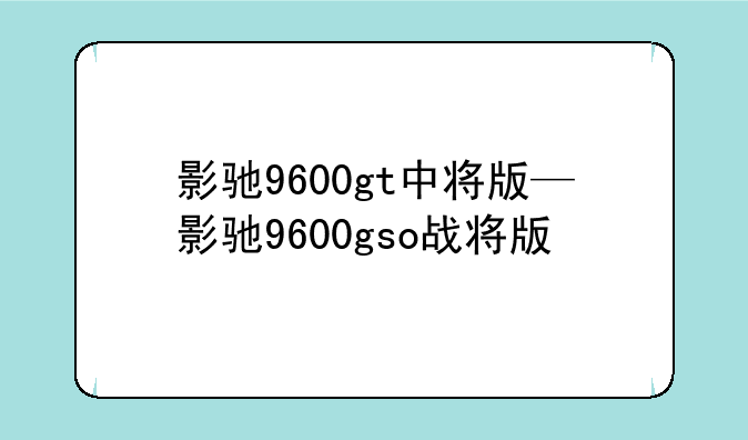 影驰9600gt中将版—影驰9600gso战将版