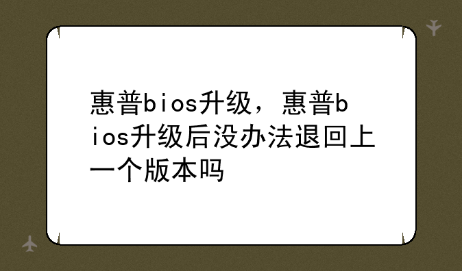 惠普bios升级，惠普bios升级后没办法退回上一个版本吗